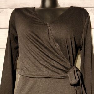 Allison Brittney Dresses - Black Long Sleeve Faux Flare Wrap Dress Allison Brittney Dresses - Black Long Sleeve Faux Flare Wrap Dress